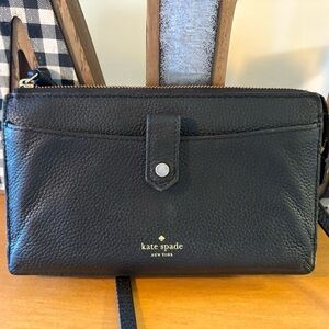 Larchmont avenue alegra Kate Spade Black Pebbled Leather crossbody